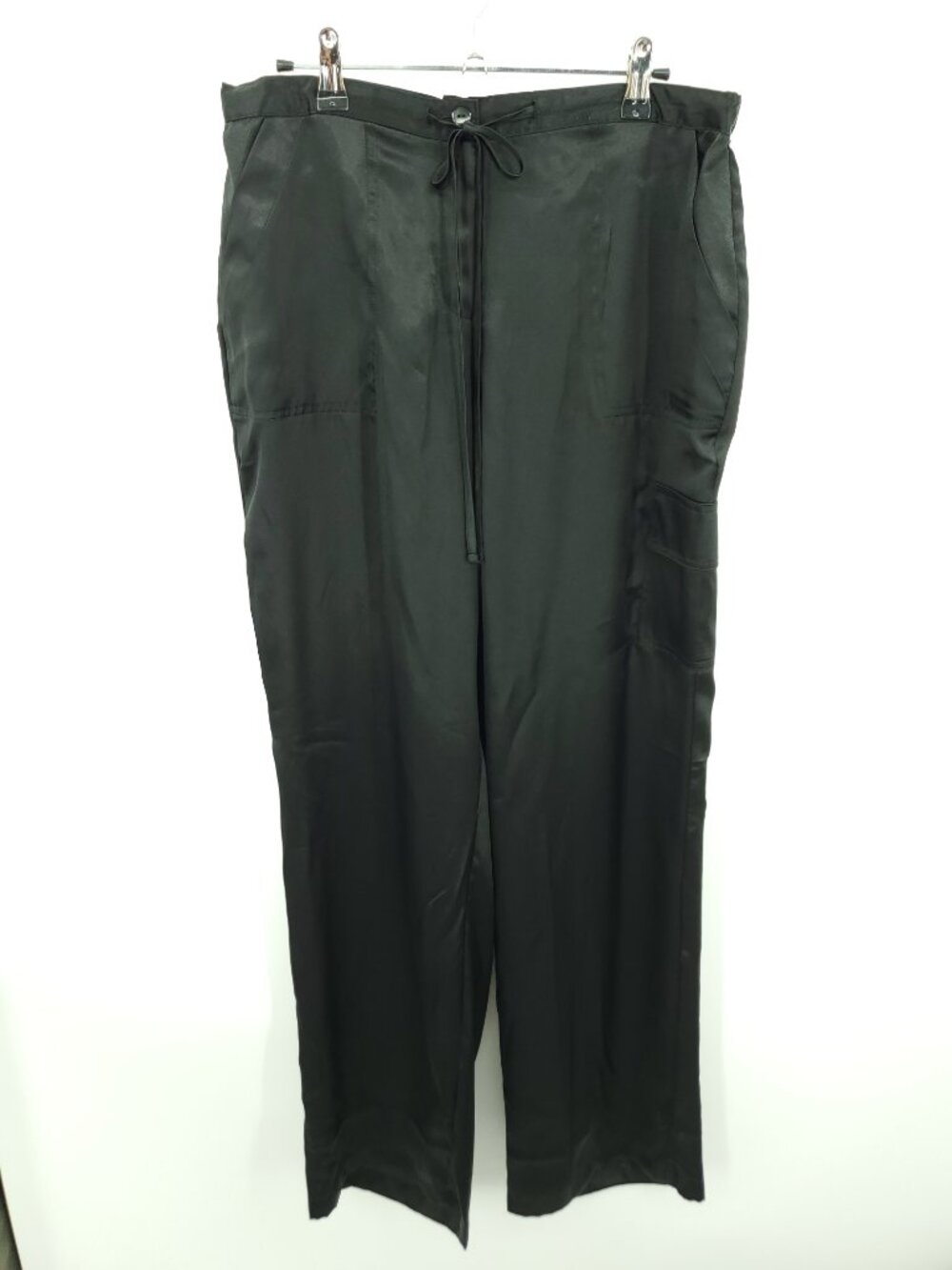 Jennifer Lloyd Black Satin Cargo Pants / Trousers L